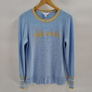 Time & Tru Sweater Size Medium Light Blue Hello Sunshine Preppy Lightweight